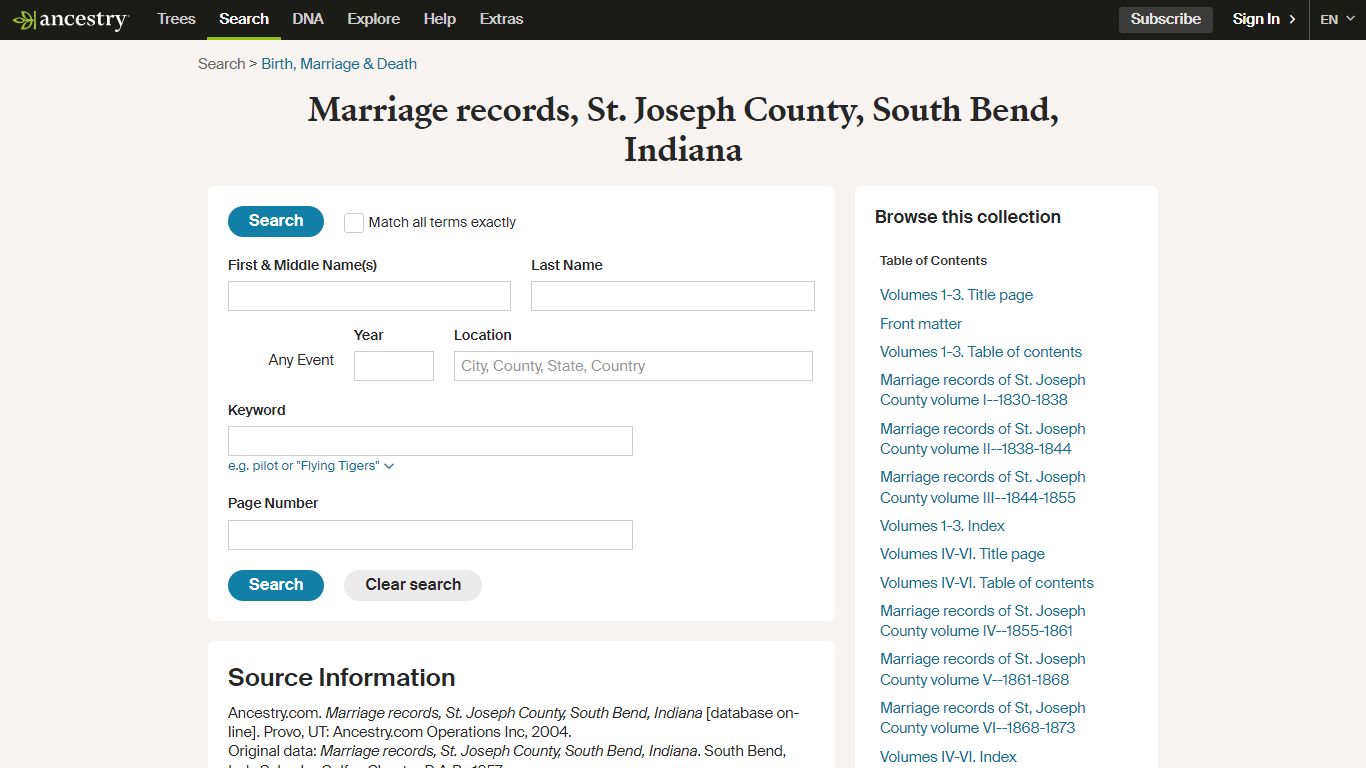 Marriage records, St. Joseph County, South Bend, Indiana