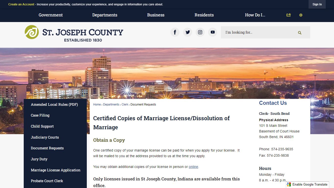 Certified Copies of Marriage License/Dissolution of Marriage | St ...
