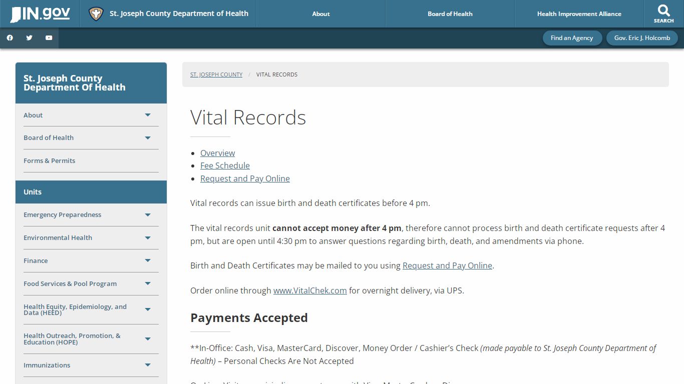 Vital Records - St. Joseph County