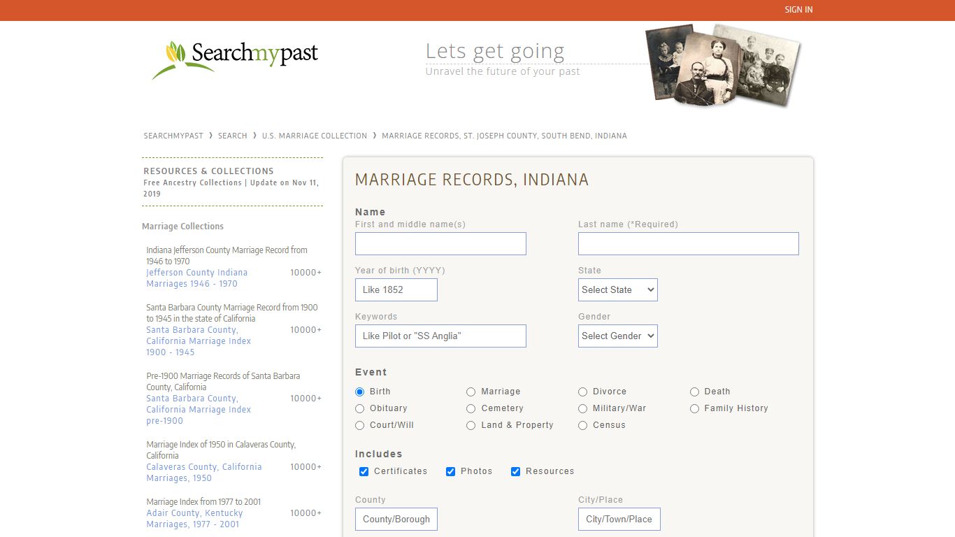 Marriage records, St. Joseph County, South Bend, Indiana | Searchmypast